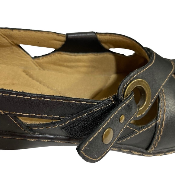 CLARK’S Shoes Leather Slip-On Loafers Size 6M Black Soft Footbed Comfort Shoes - Picture 12 of 16